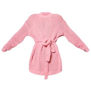 PINK EXTREME CHUNKY KNIT SWEATER DRESS
